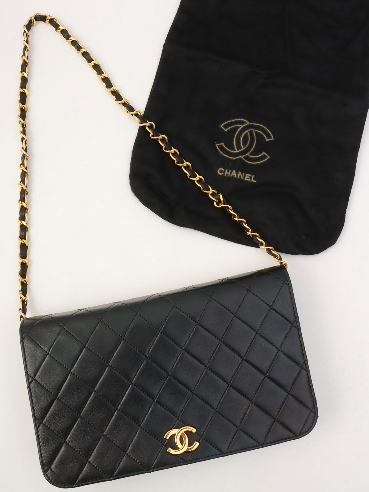1995年頃製 CCマークプレートフルフラップチェーンショルダーバッグ ブラック