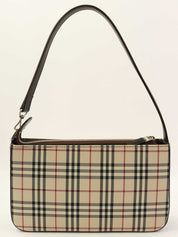 ノバチェックパターンロゴプレートショルダーバック　ベージュ/ダークブラウン/マルチ