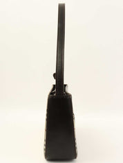 ノバチェックパターンロゴプレートショルダーバック　ベージュ/ダークブラウン/マルチ