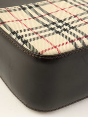 ノバチェックパターンロゴプレートショルダーバック　ベージュ/ダークブラウン/マルチ