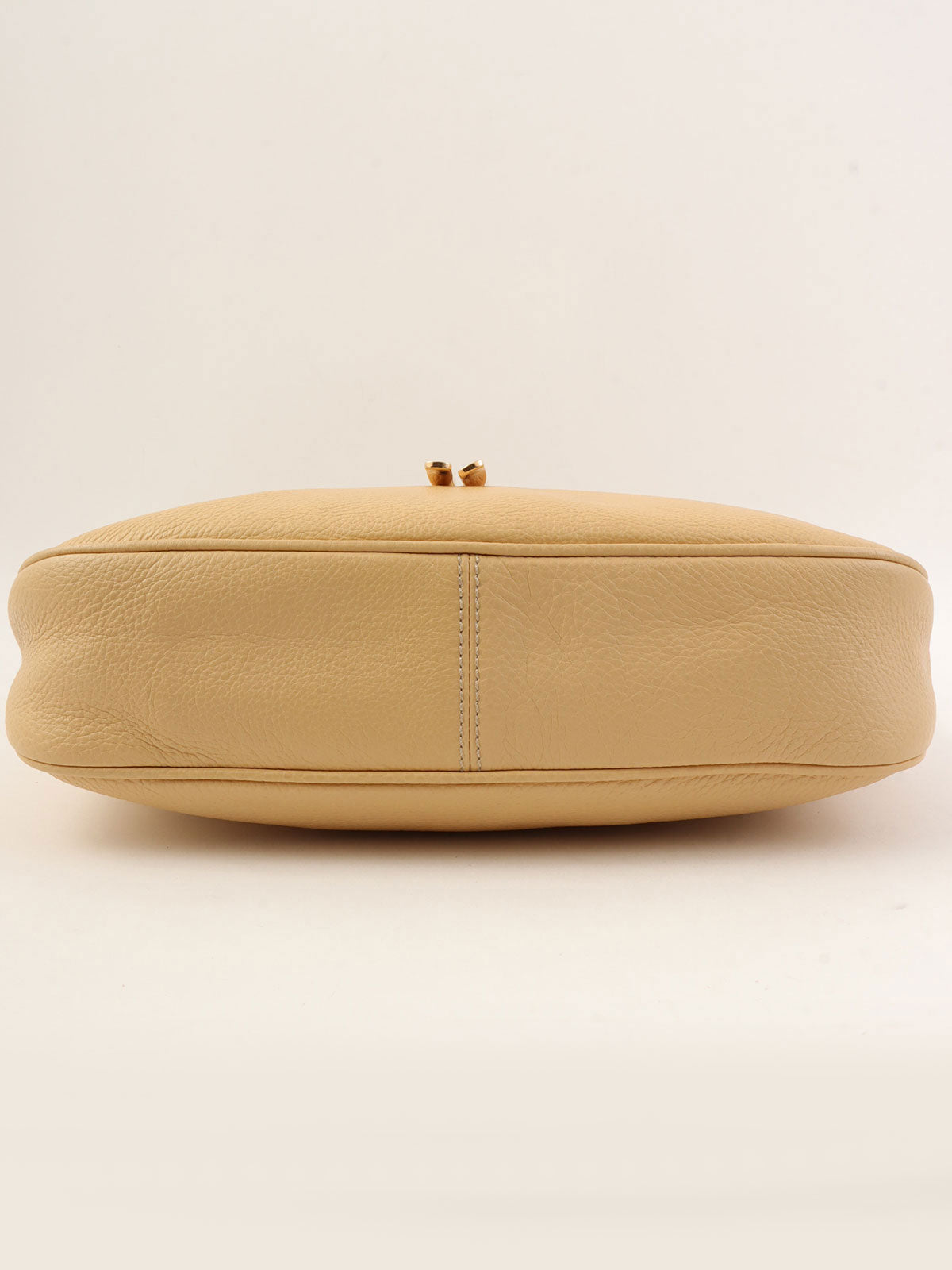 Gancini logo plate one-shoulder bag in beige