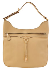 Gancini logo plate one-shoulder bag in beige