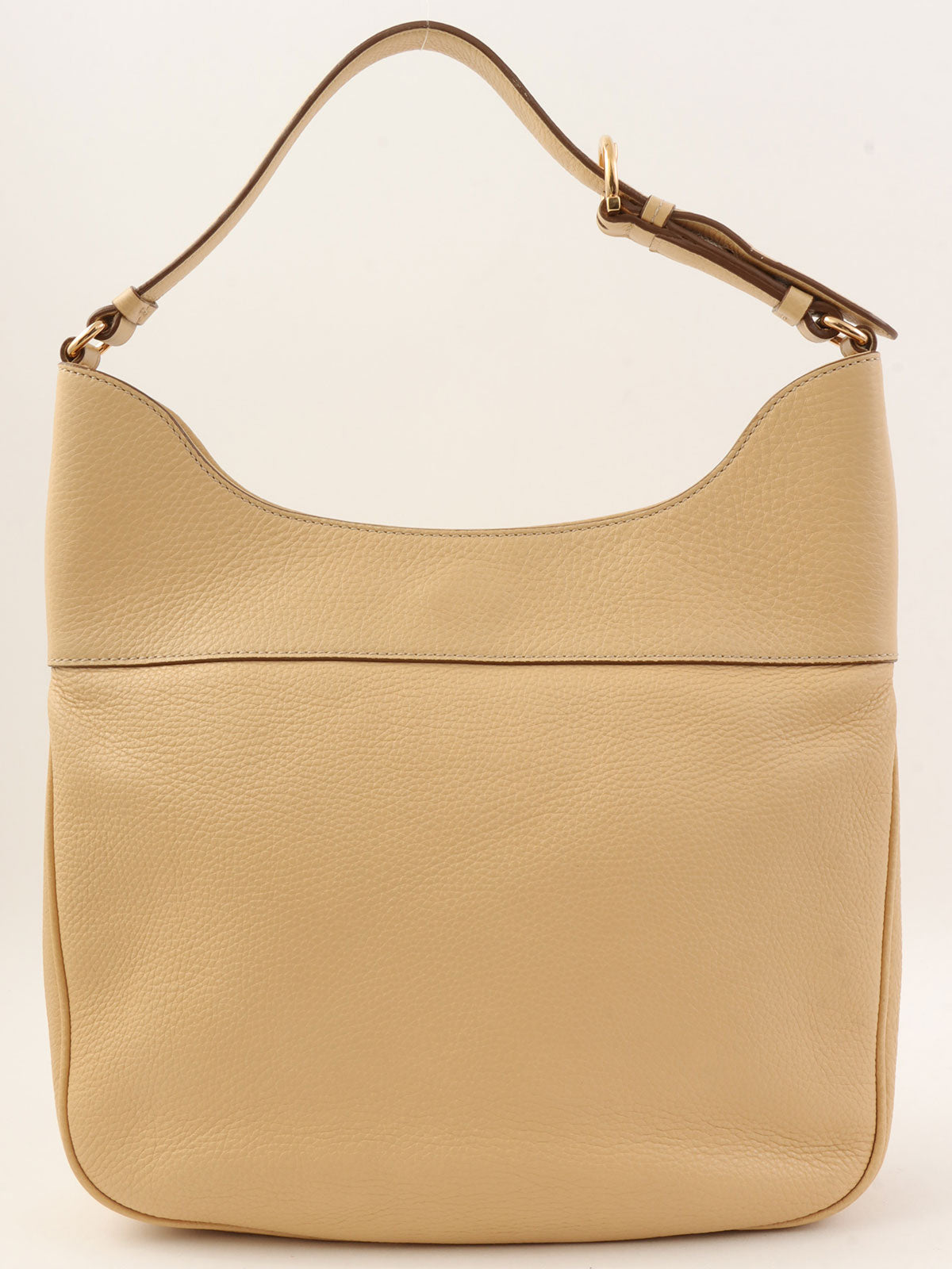 Gancini logo plate one-shoulder bag in beige