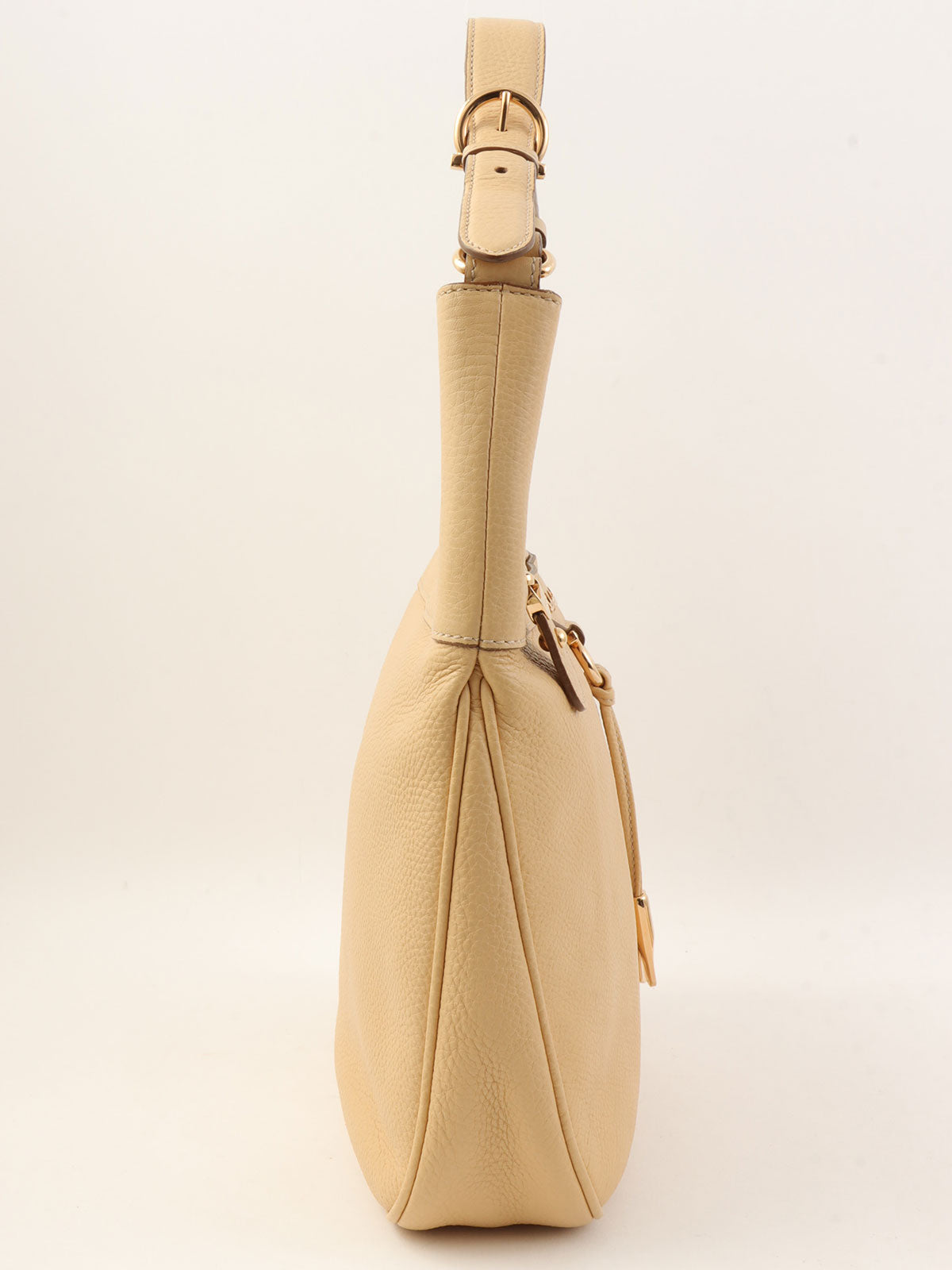 Gancini logo plate one-shoulder bag in beige