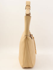 Gancini logo plate one-shoulder bag in beige