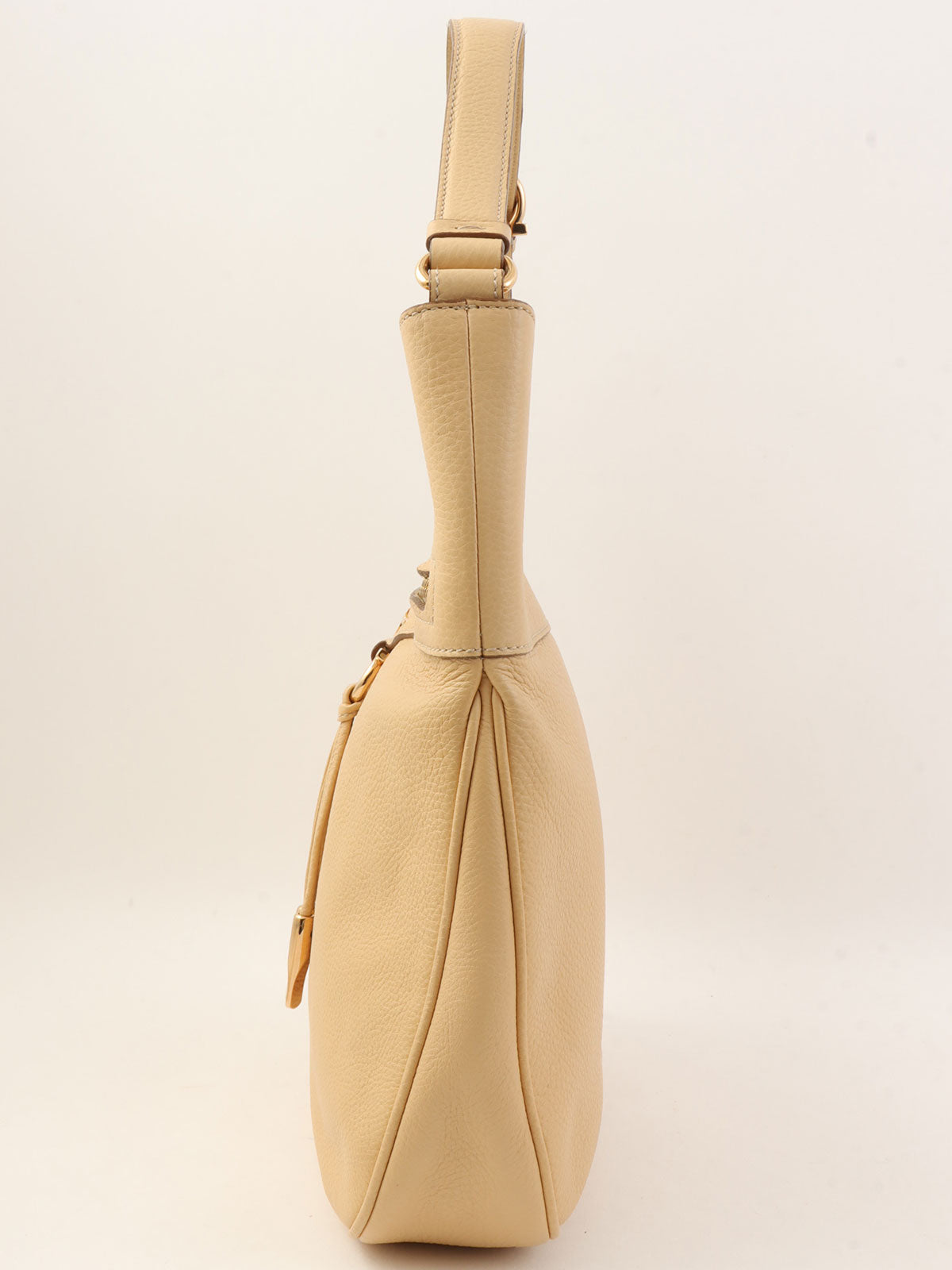 Gancini logo plate one-shoulder bag in beige