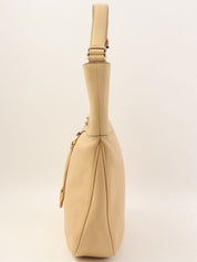 Gancini logo plate one-shoulder bag in beige