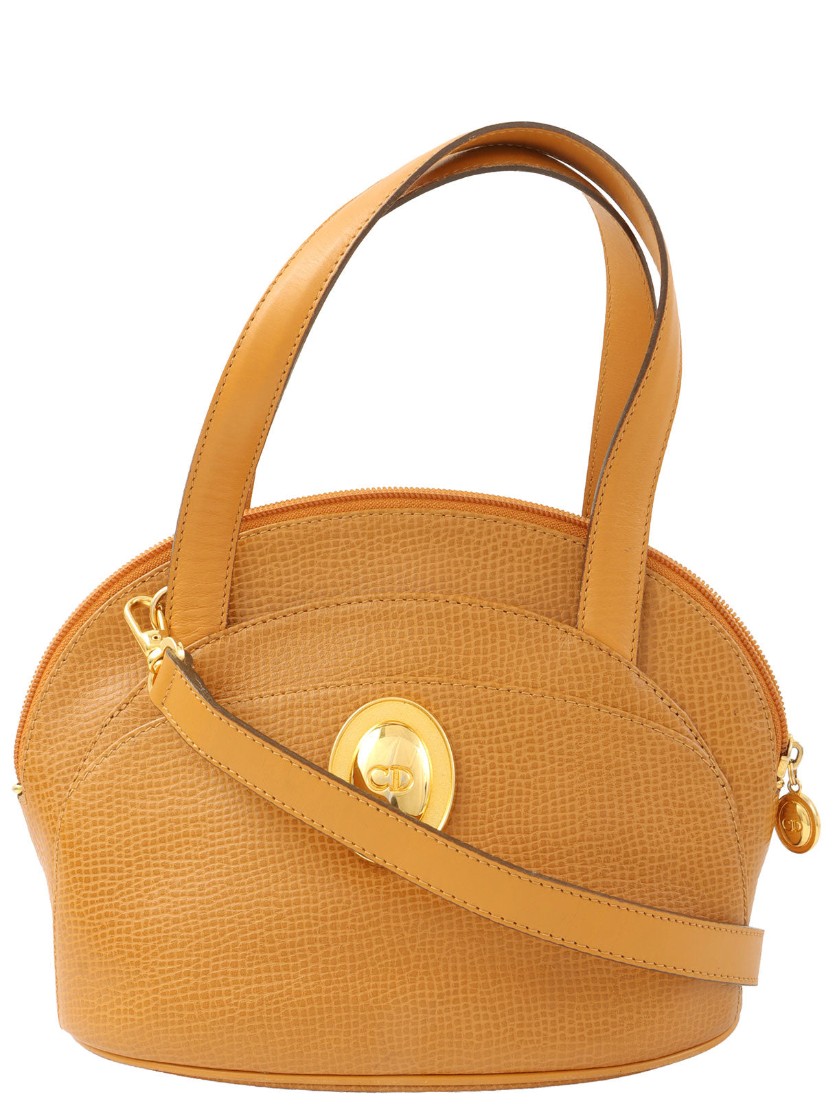 オーバルロゴプレート2wayバッグ キャメル