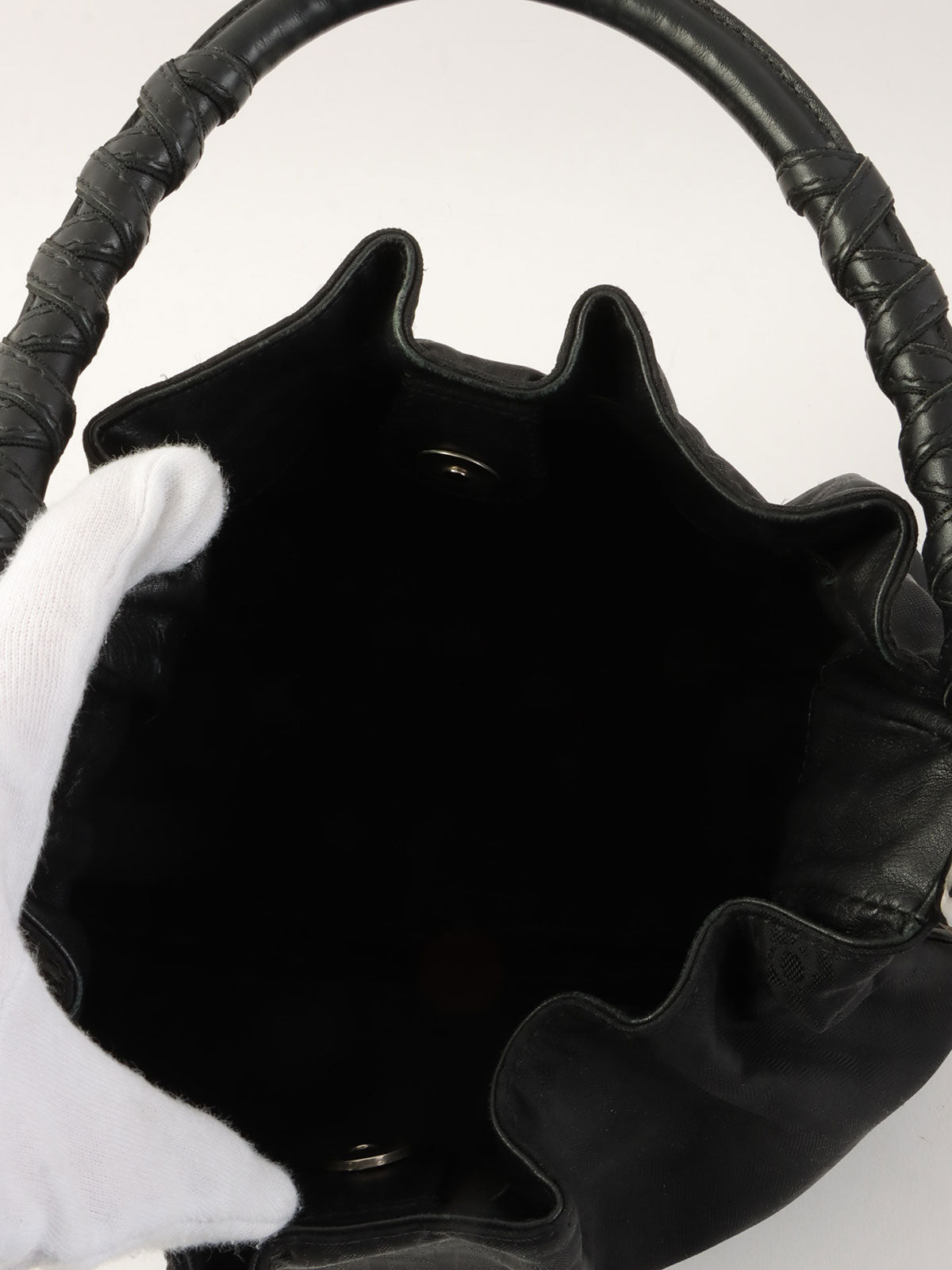 トロッターパターンハンドバッグ ブラック