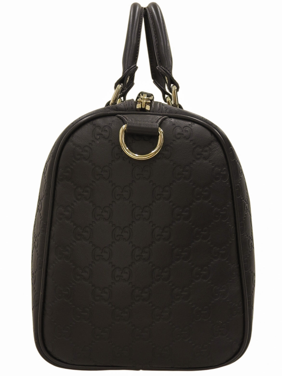 シマボストンバッグ ダークブラウン