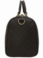 シマボストンバッグ ダークブラウン