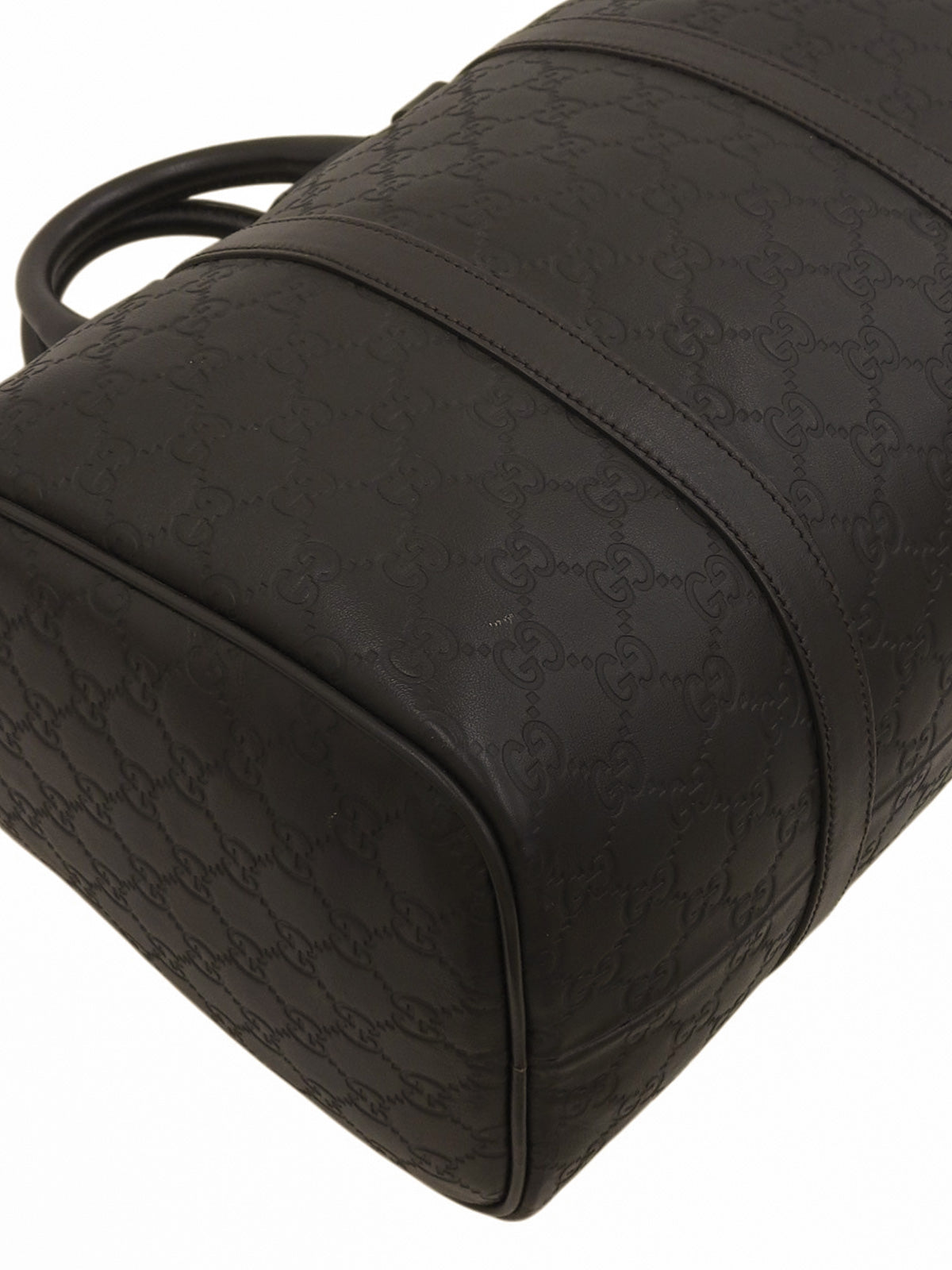 シマボストンバッグ ダークブラウン