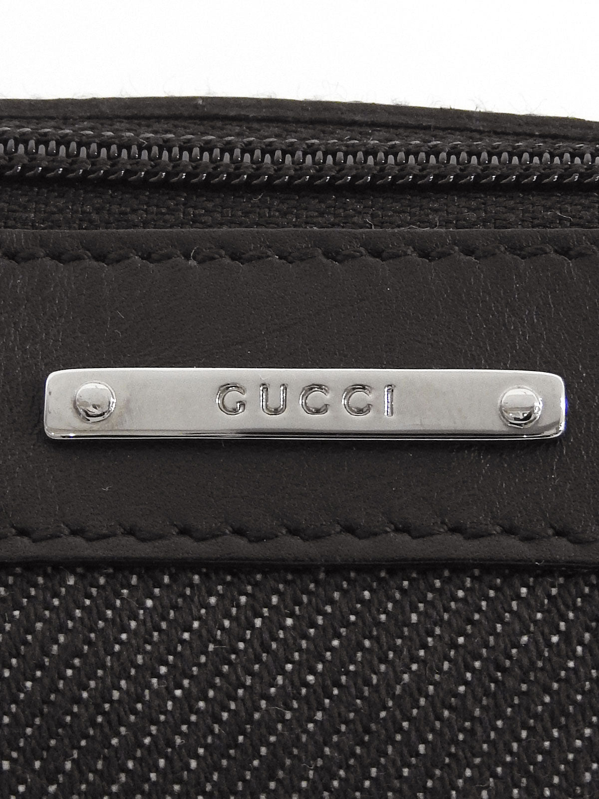 デニムロゴプレートシェリーラインハンドバッグ ブラック