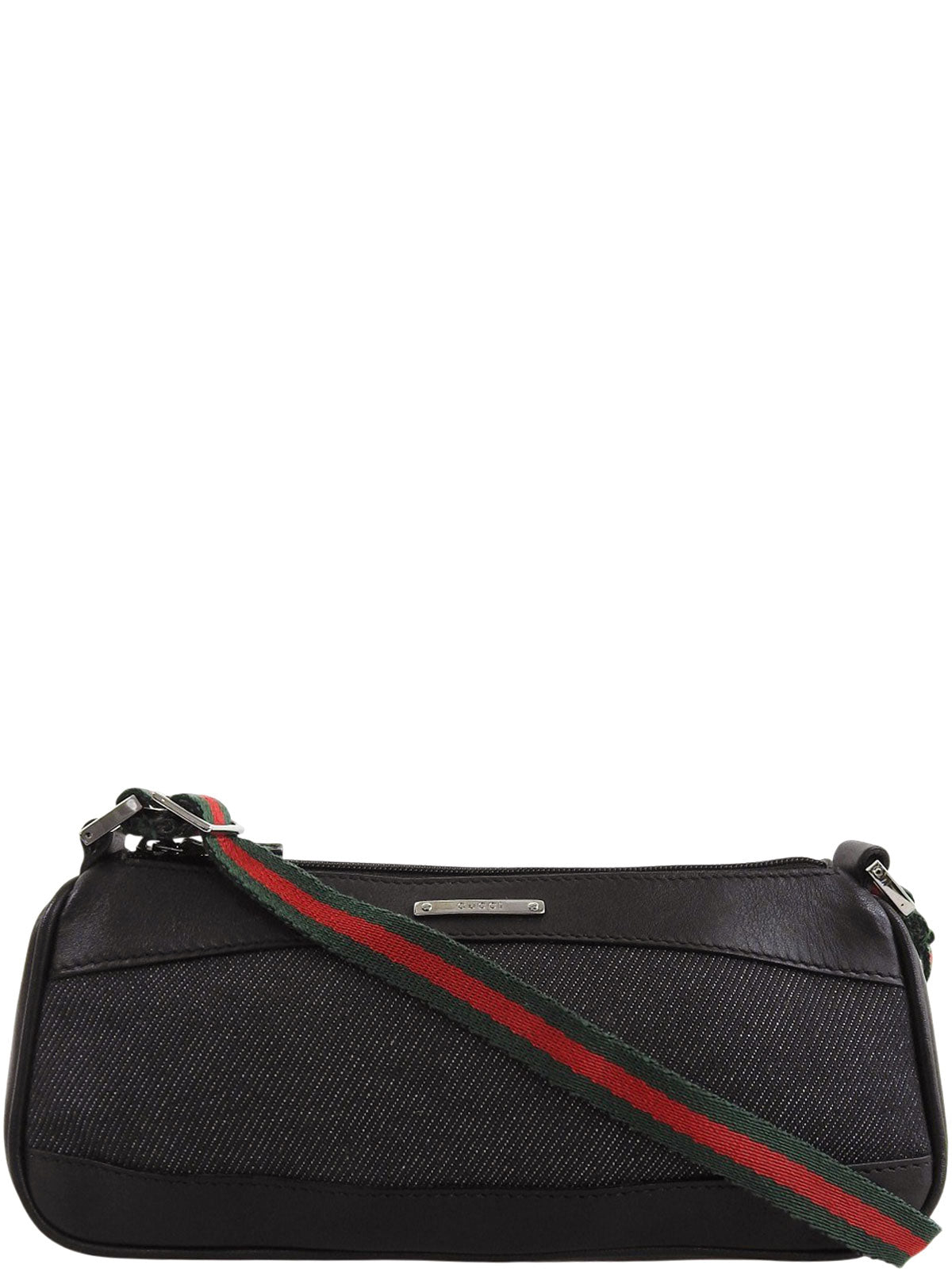 デニムロゴプレートシェリーラインハンドバッグ ブラック