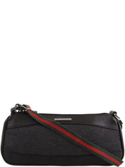 デニムロゴプレートシェリーラインハンドバッグ ブラック