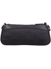 デニムロゴプレートシェリーラインハンドバッグ ブラック