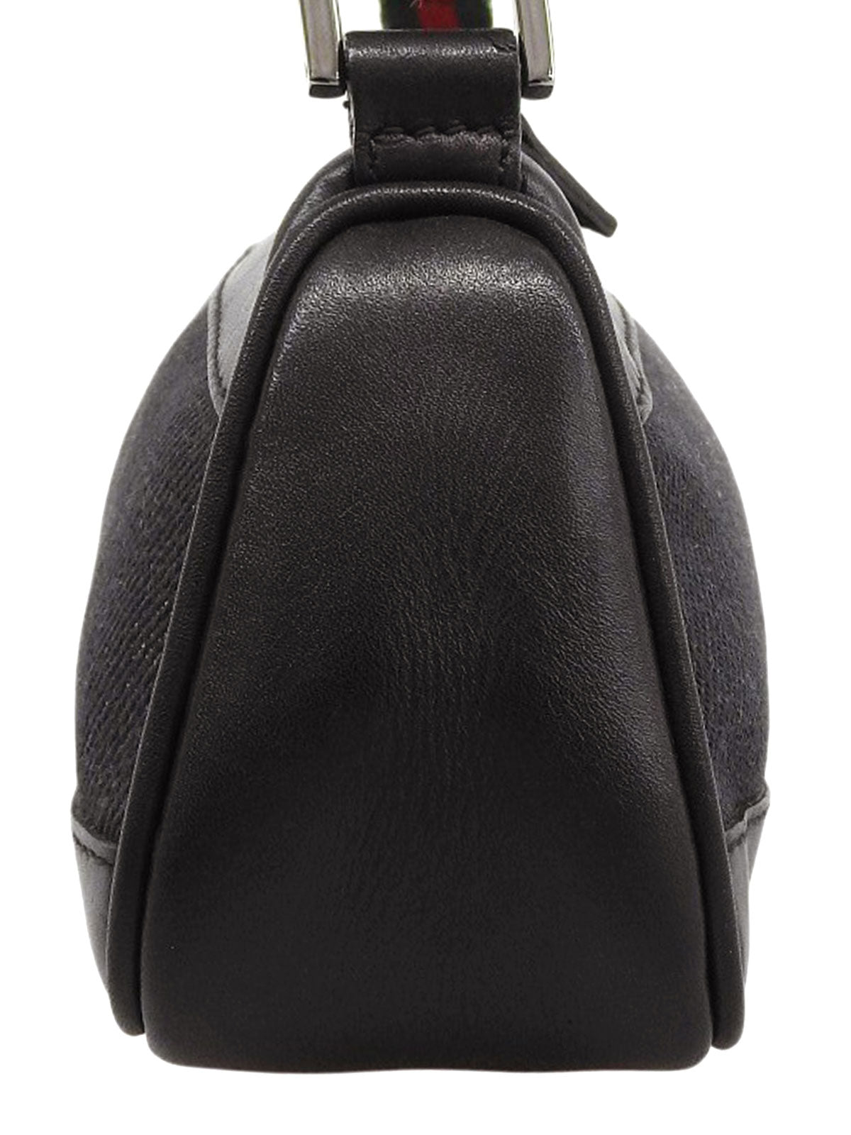 デニムロゴプレートシェリーラインハンドバッグ ブラック