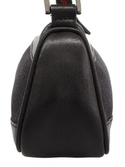 デニムロゴプレートシェリーラインハンドバッグ ブラック