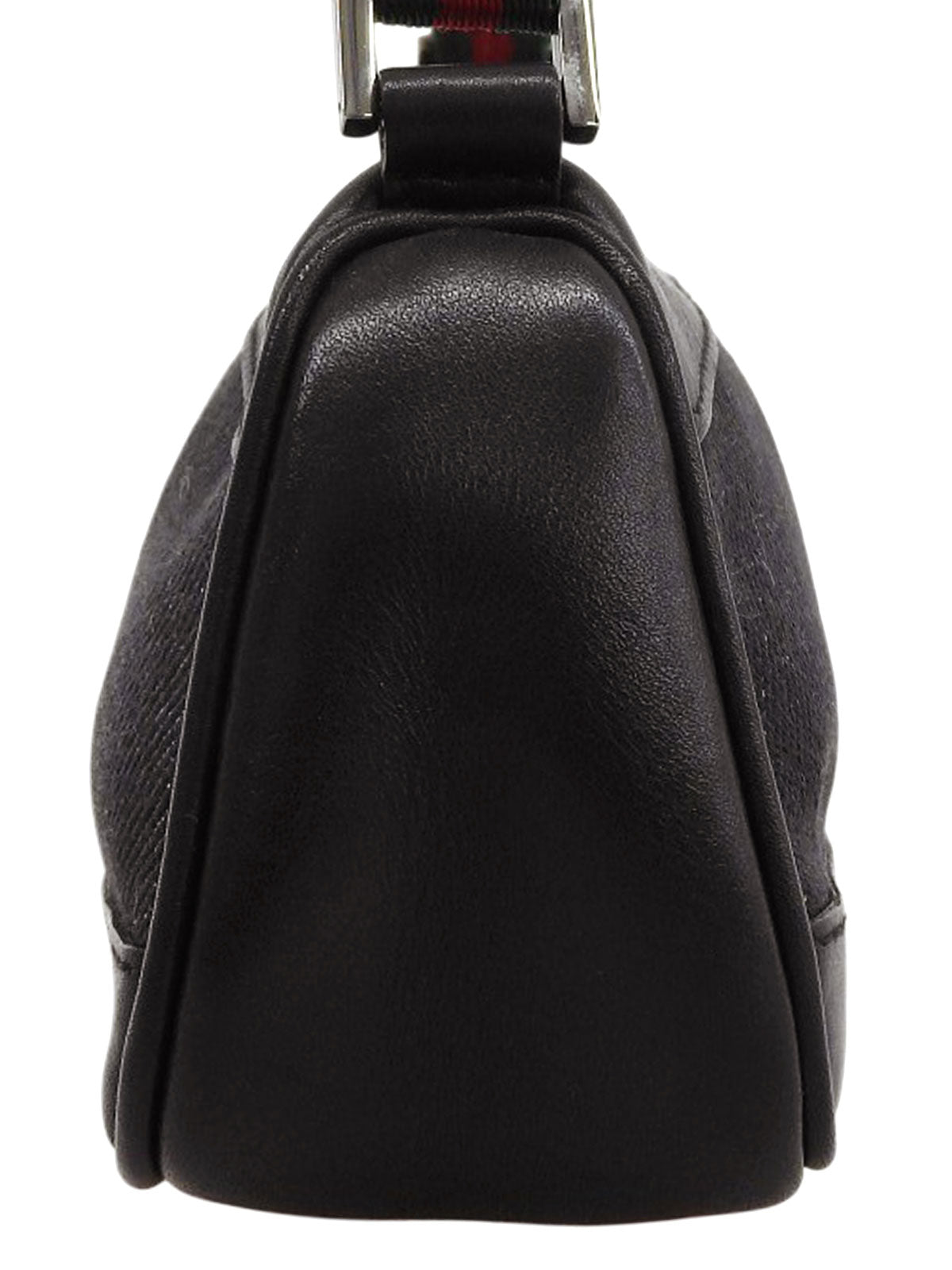 デニムロゴプレートシェリーラインハンドバッグ ブラック