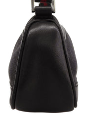 デニムロゴプレートシェリーラインハンドバッグ ブラック