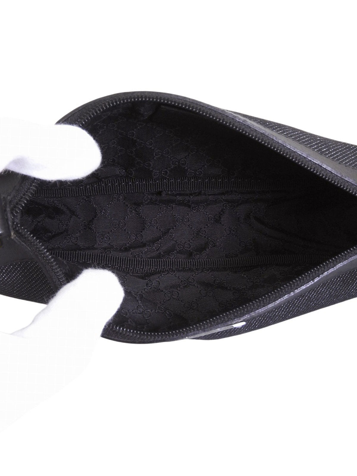 デニムロゴプレートシェリーラインハンドバッグ ブラック