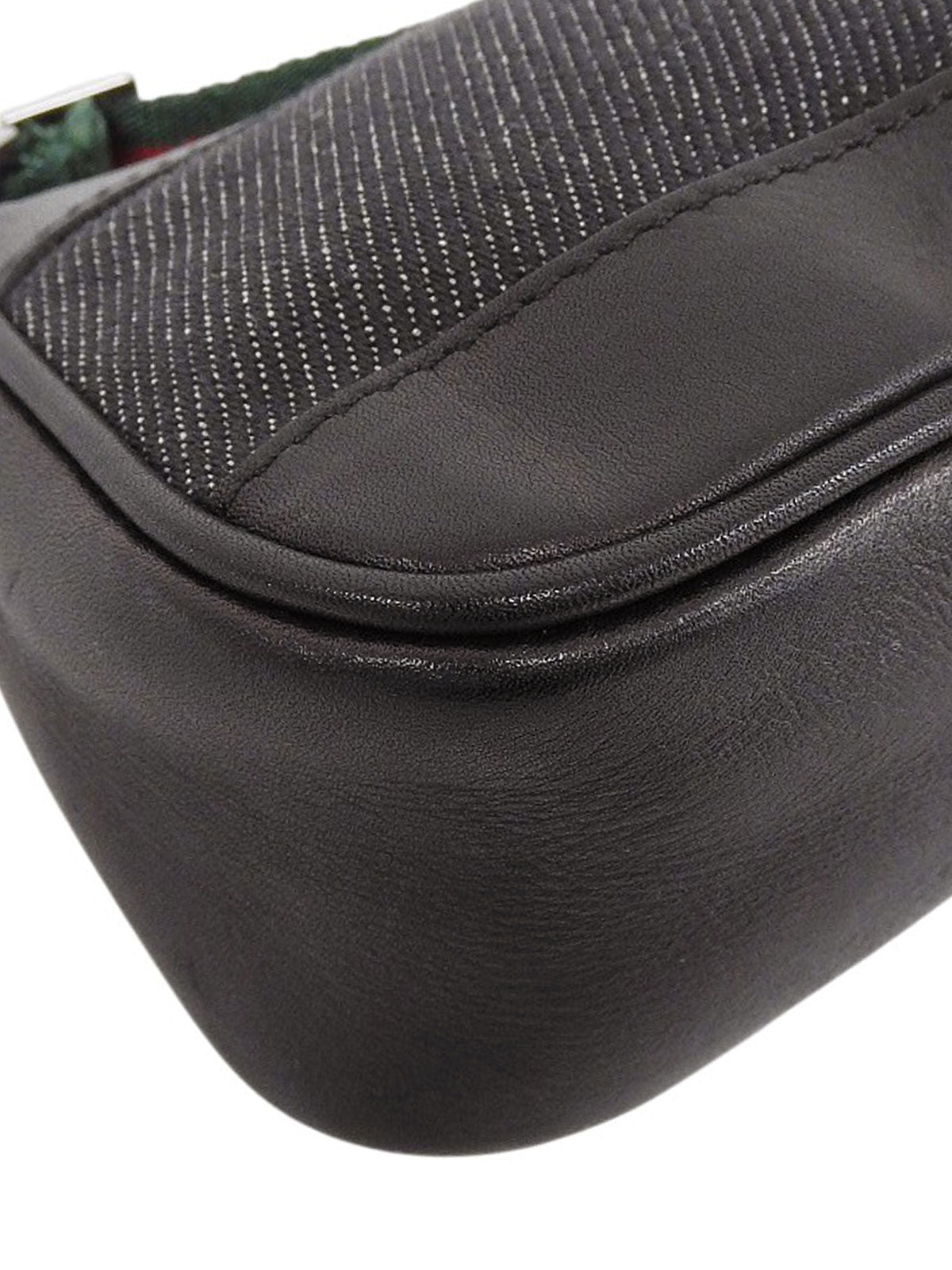 デニムロゴプレートシェリーラインハンドバッグ ブラック