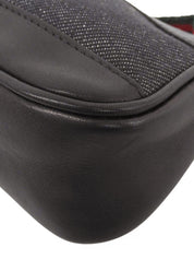 デニムロゴプレートシェリーラインハンドバッグ ブラック