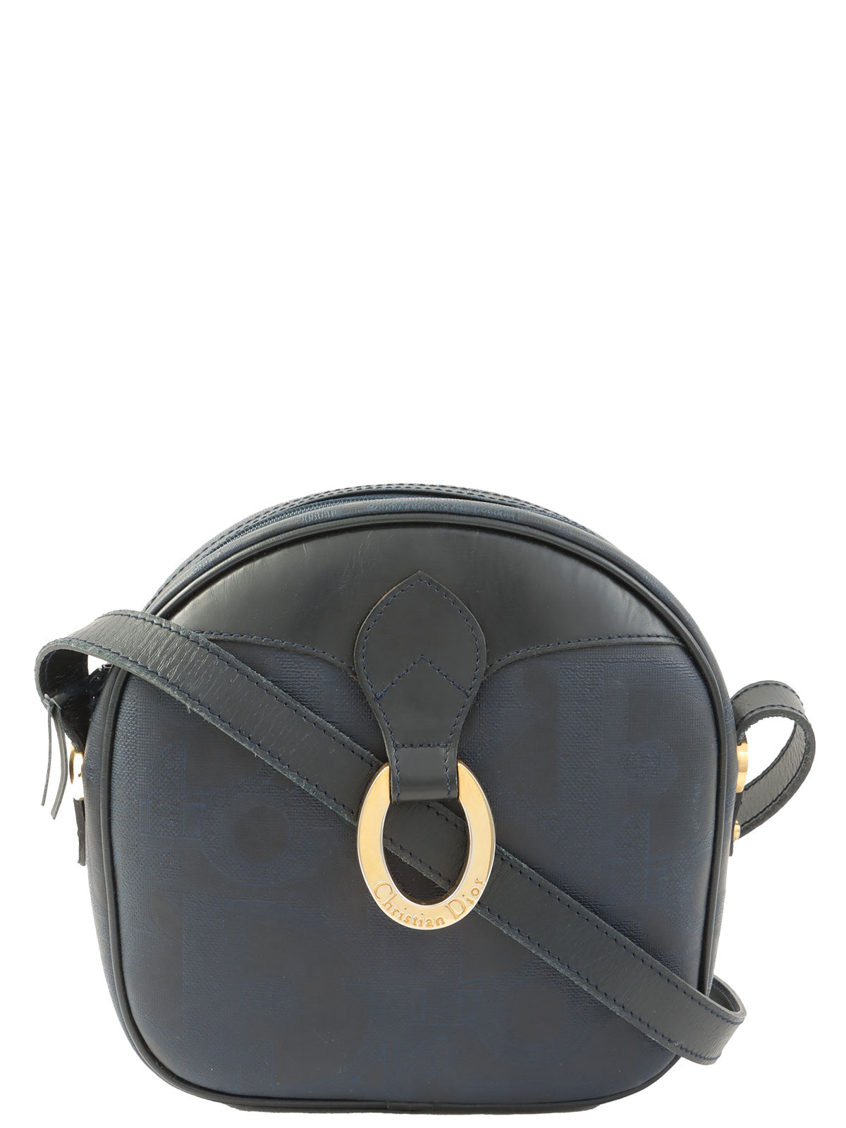 トロッターパターンロゴプレートショルダーバッグ ネイビー