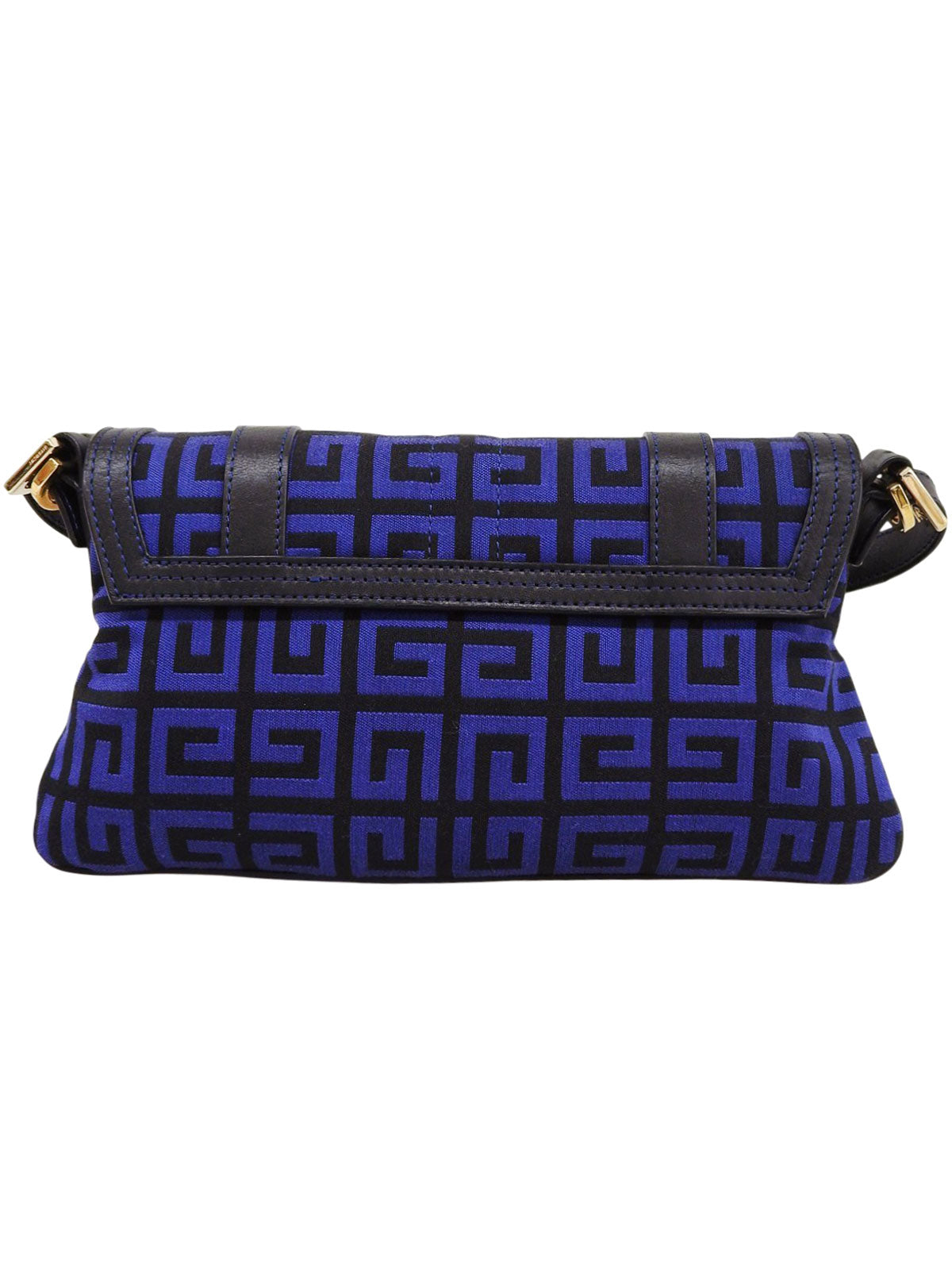 キャンバスロゴプレートショルダーバッグ ブルー/ブラック