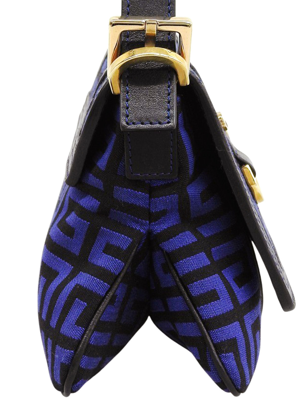 キャンバスロゴプレートショルダーバッグ ブルー/ブラック