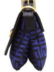 キャンバスロゴプレートショルダーバッグ ブルー/ブラック