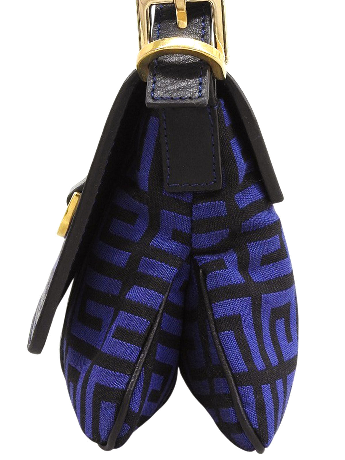 キャンバスロゴプレートショルダーバッグ ブルー/ブラック