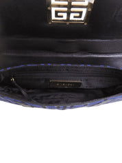 キャンバスロゴプレートショルダーバッグ ブルー/ブラック