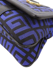 キャンバスロゴプレートショルダーバッグ ブルー/ブラック