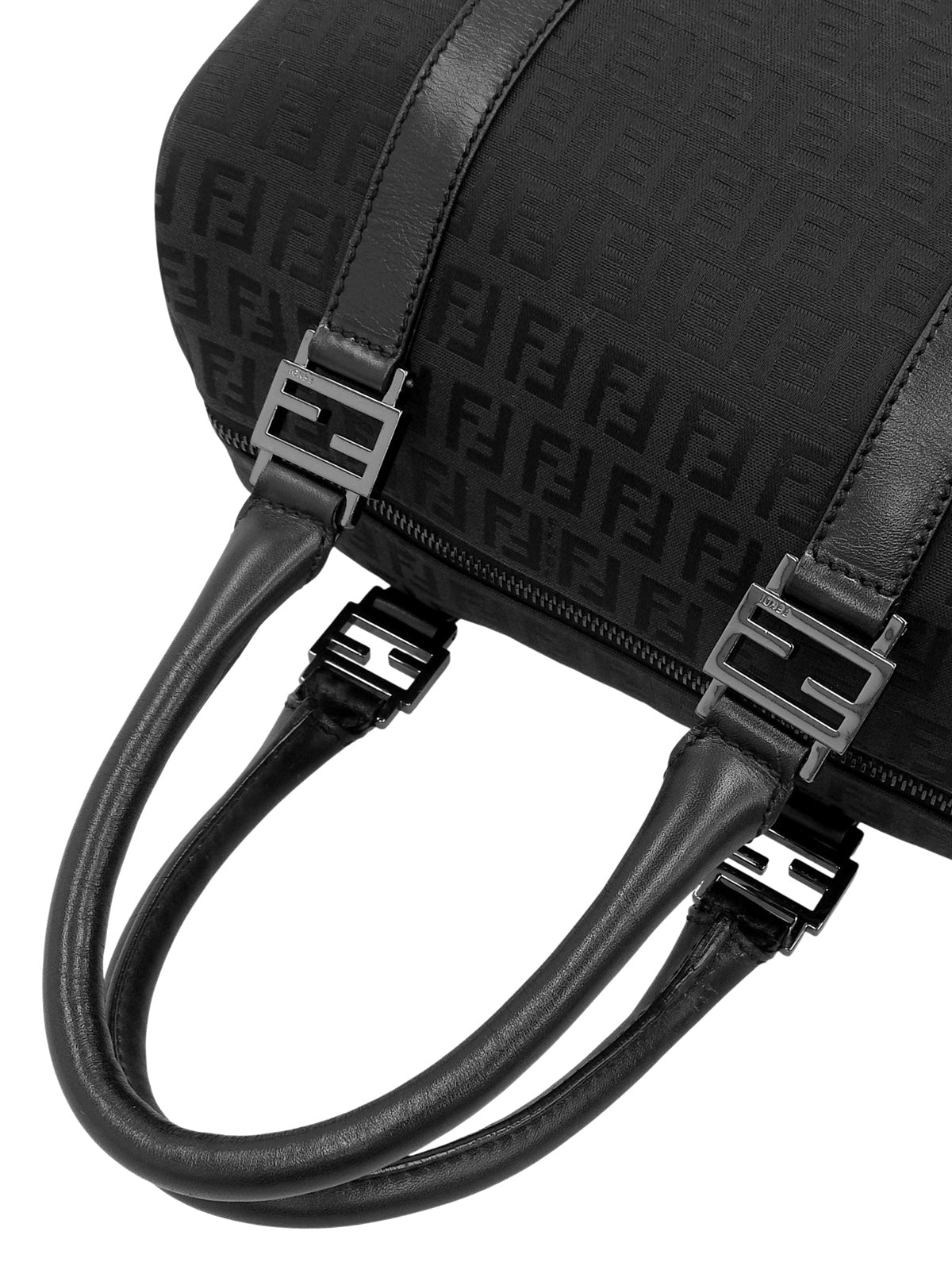 FF Zucchino Pattern Mini Boston Bag in Black