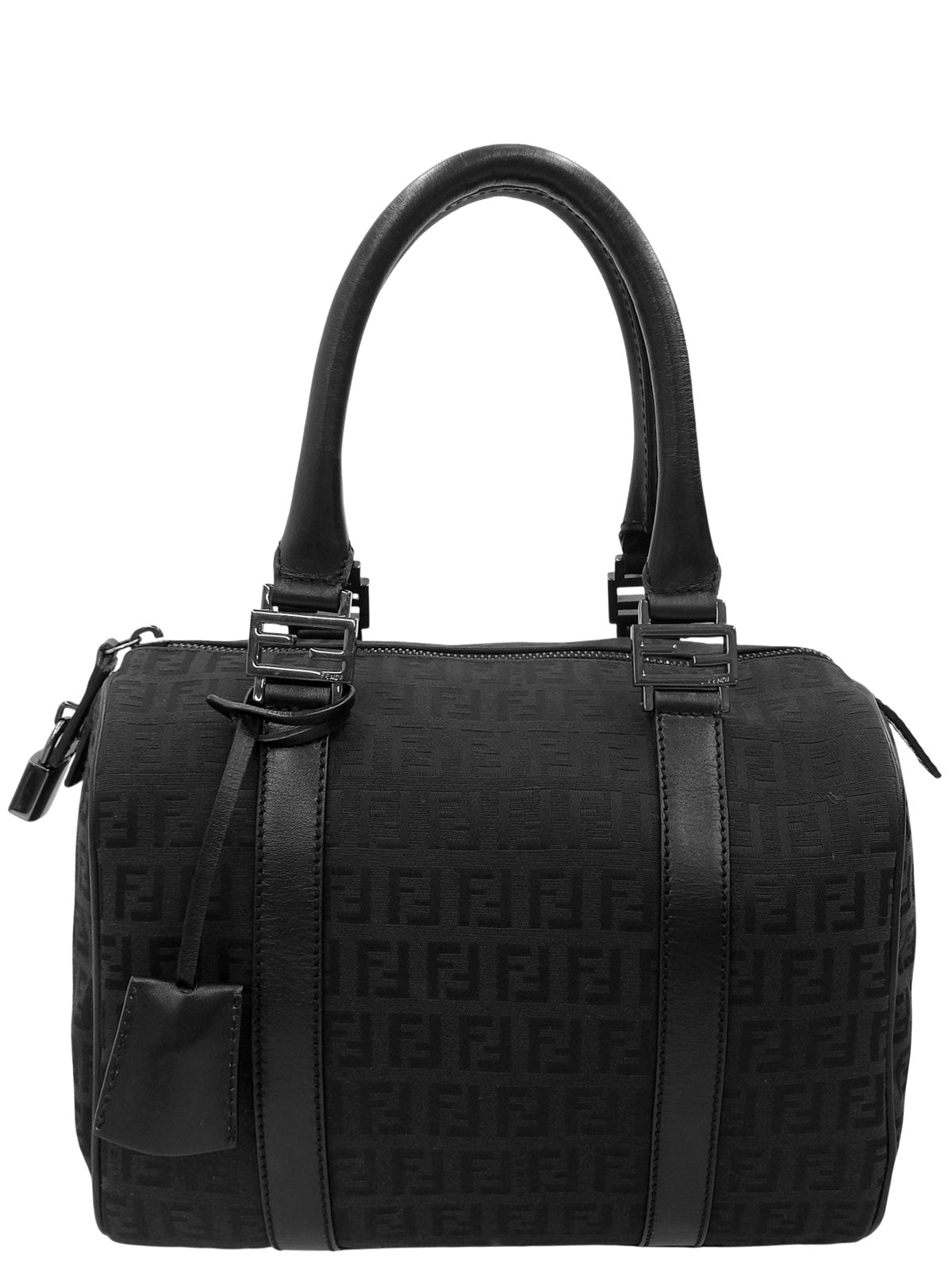 FF Zucchino Pattern Mini Boston Bag in Black