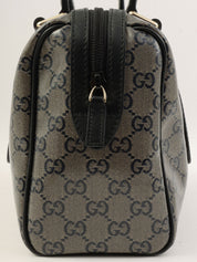 GG Crystal Mini Boston Bag in Metallic Gray/Black