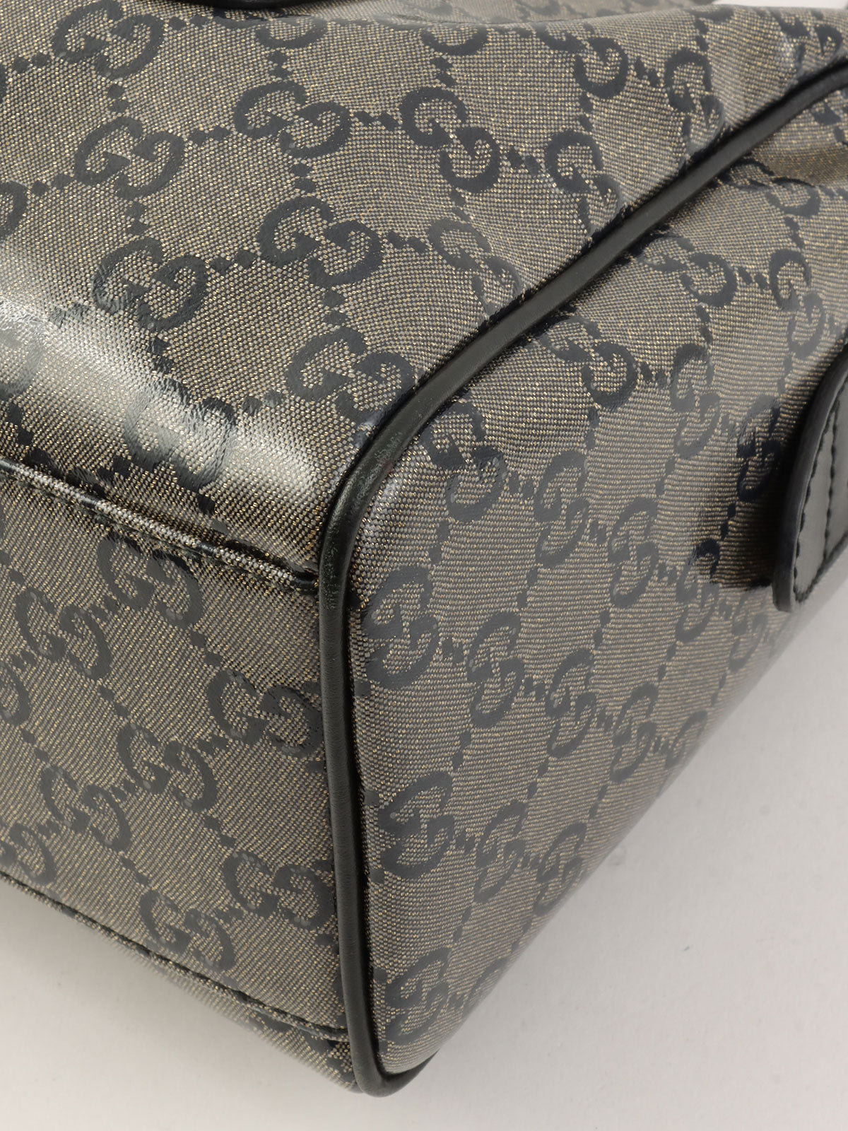 GG Crystal Mini Boston Bag in Metallic Gray/Black