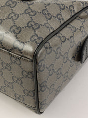 GG Crystal Mini Boston Bag in Metallic Gray/Black