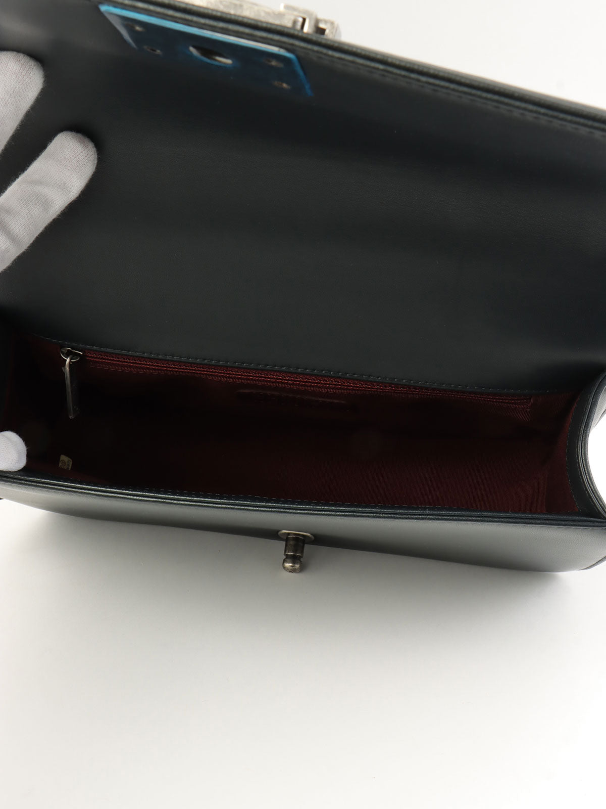 2014年頃製 シェブロンステッチボーイシャネルチェーンショルダーバッグ ブラック