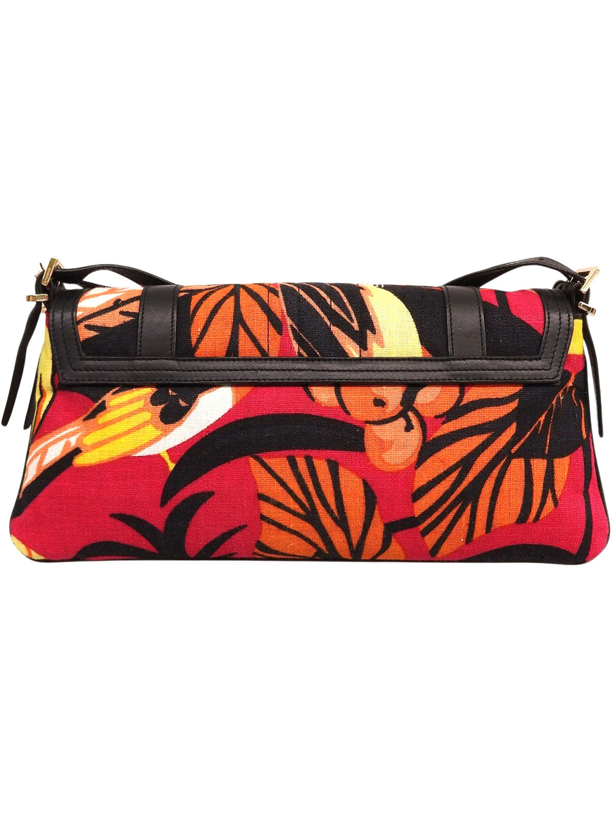 Botanical Pattern Logo Plate Shoulder Bag in Multicolor/Black