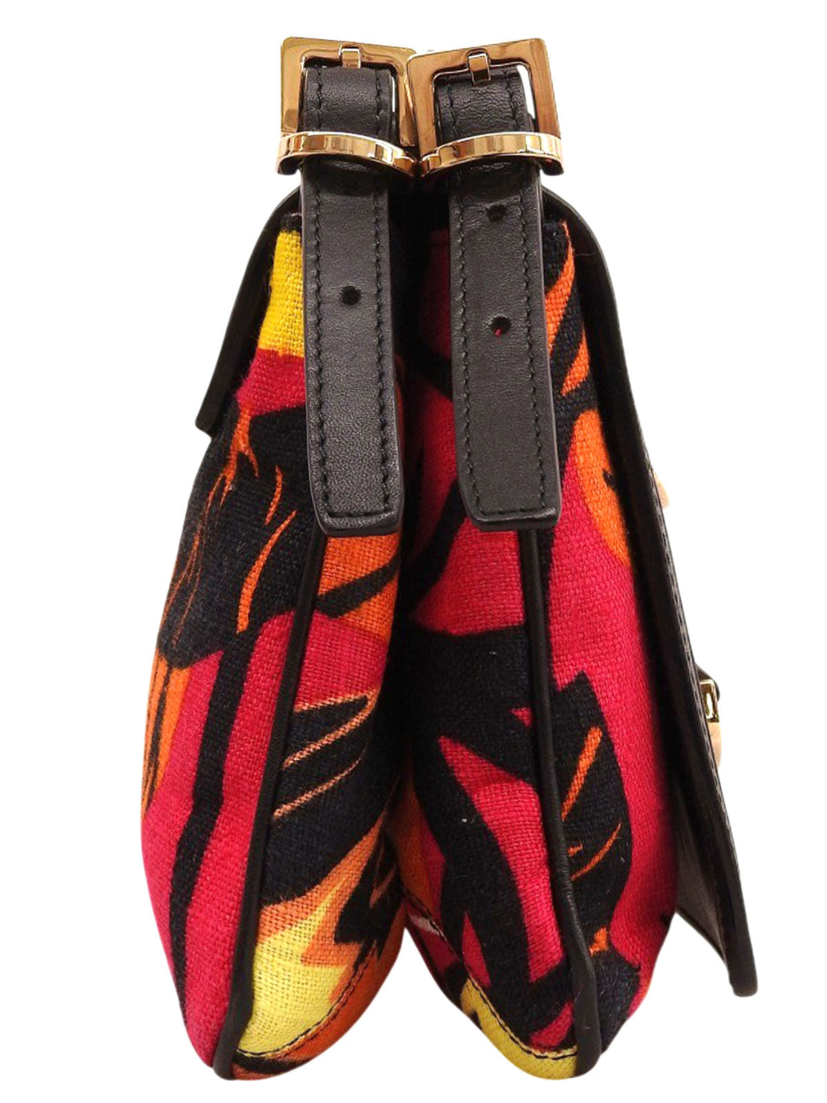 Botanical Pattern Logo Plate Shoulder Bag in Multicolor/Black