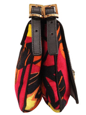 Botanical Pattern Logo Plate Shoulder Bag in Multicolor/Black