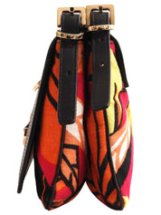 Botanical Pattern Logo Plate Shoulder Bag in Multicolor/Black