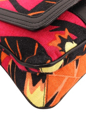 Botanical Pattern Logo Plate Shoulder Bag in Multicolor/Black