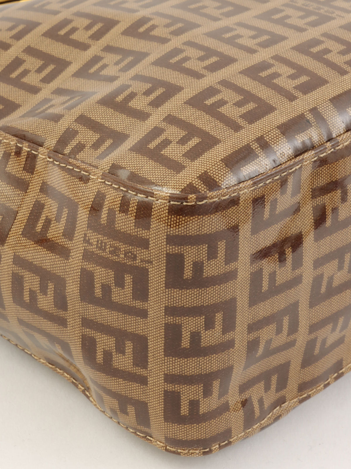 棕色/米色西葫芦图案手提包