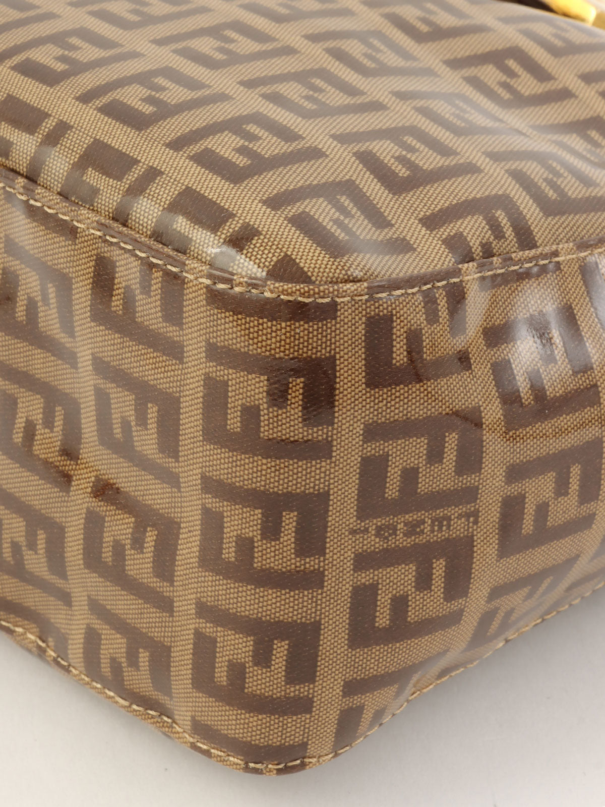 棕色/米色西葫芦图案手提包