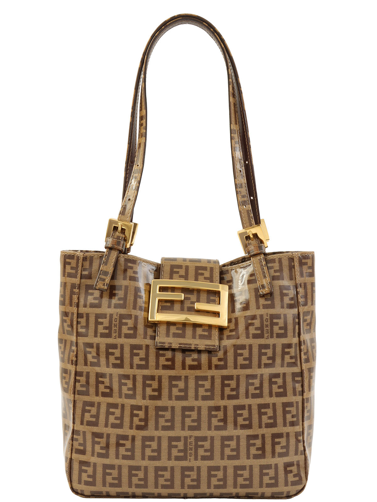 棕色/米色西葫芦图案手提包