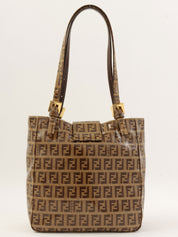 棕色/米色西葫芦图案手提包