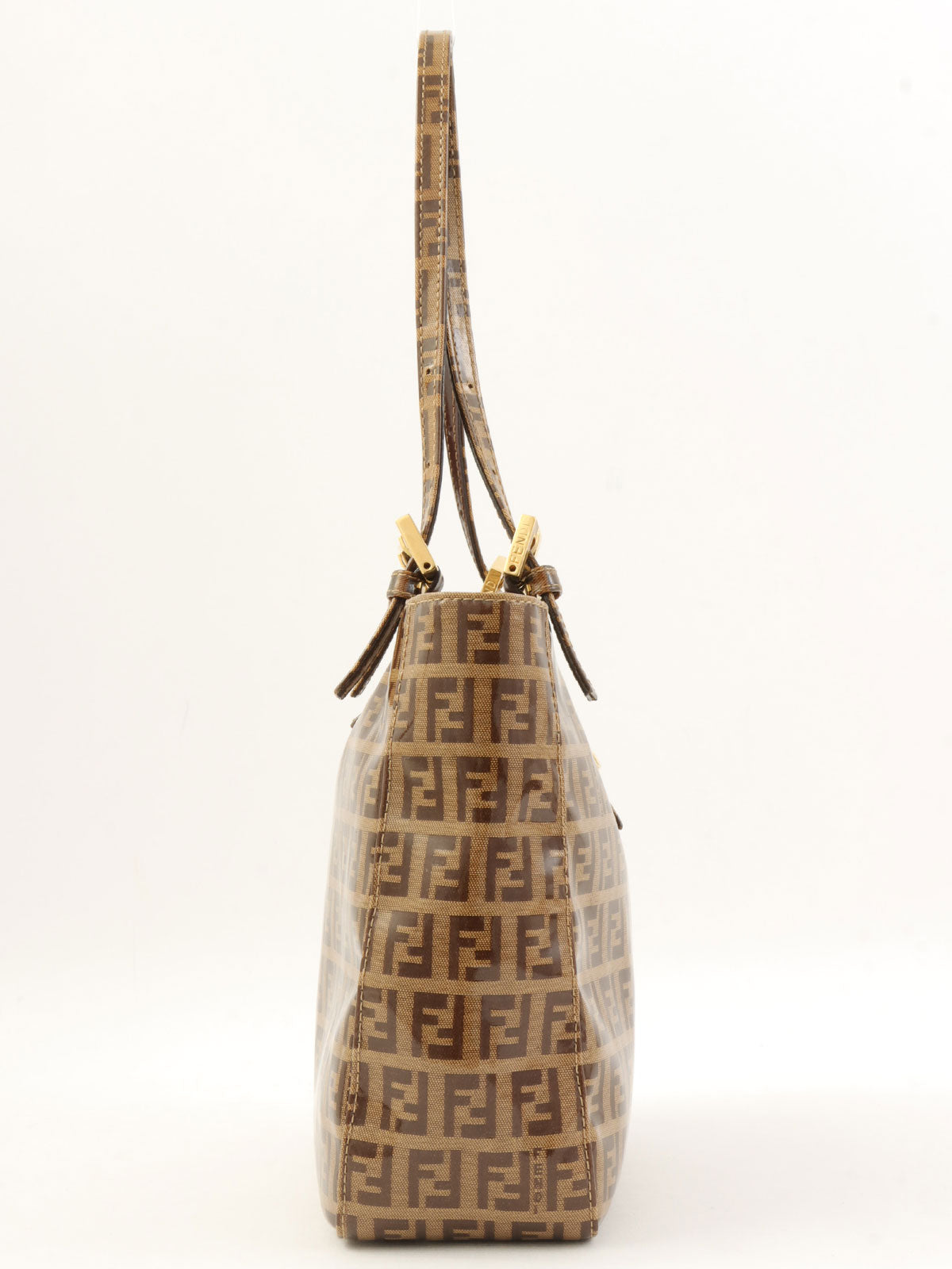 棕色/米色西葫芦图案手提包